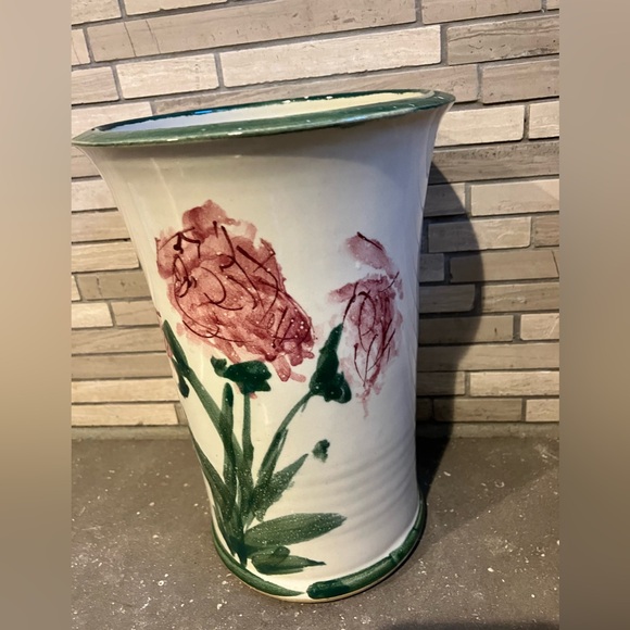 Vintage Handmade Ceramic Vase w Floral Design - Picture 11 of 11